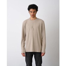 Marrakech Bej- Yazı Detaylı Sweatshirt