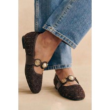 Yağmur Günlük Kadın Babet Lastikli Inci Altın Bant Oval Burun Ortopedik Rahat Ev Iş Ofis Ayakkabı 783