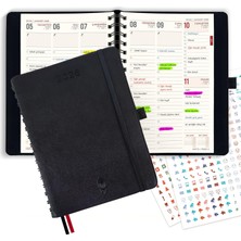 Shop A Way Colortouch 2026 Ajanda, A5 Spiralli Deri Planlayıcı, 14 Aylık Akademik Ajanda, 30 Dakikalık Zaman Ar