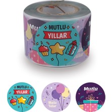 Shop A Way , Hazır Al Mutlu Yıllar Etiketi 5cm Çapında 500 Adet, Doğum Günü, Yılbaşı Gecesi ve Nice Yaşlar Için