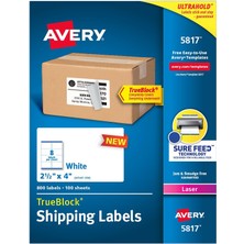 Shop A Way Yazdırılabilir Boş Kargo Etiketleri, 6,35 cm x 10,16 Cm, Beyaz, 800 Etiket, Lazer Yazıcı, Kalıcı Yap