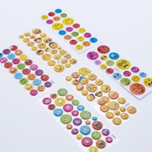 Shop A Way Bimotif Karışık Şekilli ve Renkli Gülen Yüzlü 6lı Sticker Seti (Kabartmalıdır)