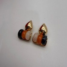 Mare Accessories Gold Damla Detaylı Çok Taşlı Küpe