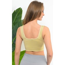 Sauna Suit Kadın Modal Crop Top Büstiyer Toparlayıcı Kalın Askılı Seamless Dikişsiz Örme Bustiyer