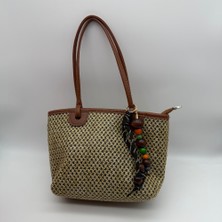 Mare Accessories Boncuk Aksesuar Detaylı Hasır Tote Çanta