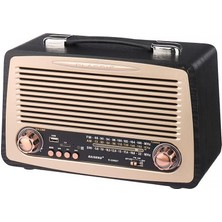 Büyük Boy Retro Radyo Taşınabilir Bluetooth Speaker R-3299BT İç ve Dış Mekan Multiband USB Hoparlör