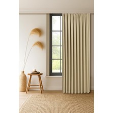 Capri Koyu Taş Ekstrafor Büzgülü Keten Dokulu Yüksek Kaliteli Tek Kanat Fon Perde 250 x 260