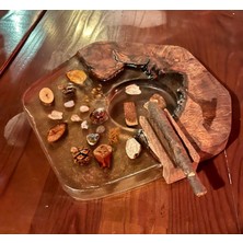 Odun Sever Atölye Pelit Ağacı Puro Küllüğü – Epoksi Reçine Içinde Doğadan Materyaller