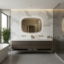 Aypars Atölye Organik Formlu LED Işıklı Duvar Aynası – Şık Modern Tasarım