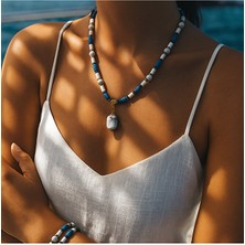 Asteria Elite Lav Taşı Havlit Güç, Cesaret ve Iletişim Kolye Bileklik Seti