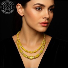 Asteria Elite Peridot (Zebercet ) Iki Sıralı Bolluk ve Şifa Kolyesi