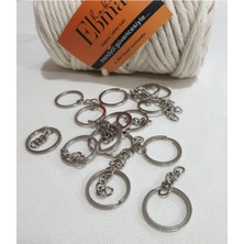 Orhan Çanta Anahtarlık Halkası Zincirli | Çap 2.5cm | Gümüş Rengi 15 Adet