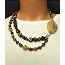 Asteria Elite Kaplan Gözü Akik Kolye