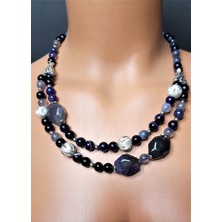 Asteria Elite 2 Sıralı Akik Kolye