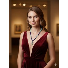 Eski Yeni Antik Doğal Taşlı Kolye Lapis,turkuaz