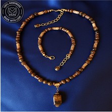 Asteria Elite Kaplan Gözü Jasper Istikrar , Huzur ve Özgüven Kolye Bileklik Seti