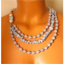 Asteria Elite 3 Sıralı Mavi Kuvars Negatif Enerji Kalkanı Korku ve Kaygı Giderici Kolye