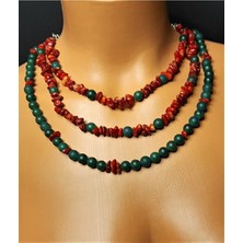 Asteria Elite Mercan Ceyt Üç Sıralı Kolye