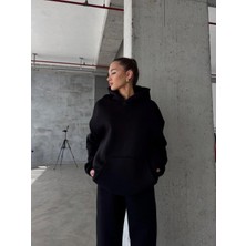 Aksesuarista Butik Kadın 3 Iplik Şardonlu, Kapşonlu Sweatshirt