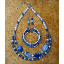 Asteria Elite Mavi Akik Nazardan Korunma Iç Huzuru ve Sakinlik Takı Seti