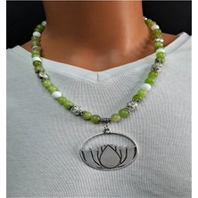 Asteria Elite Yeşil Beyaz Akik Nazardan Korunma ve Şifa Kolyesi