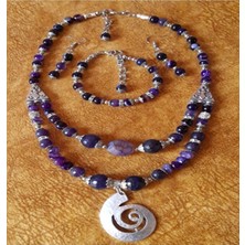 Asteria Elite Mor Akik Ruhsal Denge, Bilgelik ve Iç Huzur Takı Seti