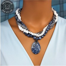 Asteria Elite Sodalit Havlit Kristal 3 Sıralı Odaklanma Mantık ve Zihinsel Berraklık Kolyesi