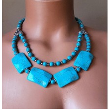 Asteria Elite Turkuaz Iki Sıralı Kolye