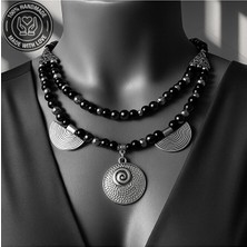 Asteria Elite Oniks Hematit Kristal 2 Sıralı Cesaret Güç ve Nazardan Korunma Kolyesi