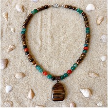 Asteria Elite Kaplan Gözü Akik Nazardan Koruma , Cesaret ve Özgüven Kolyesi