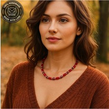 Asteria Elite Kırmızı Jasper Ahşap Kararlılık Canlılık ve Güç Kolyesi