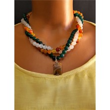 Asteria Elite Dumanlı Akik Ceyt Turuncu Akik 3 Sıralı Nazardan Koruma ve Negatif Enerjilerden Arındırma Kolyesi