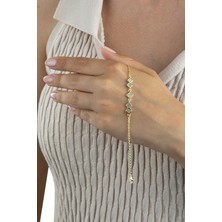 Altın Kaplama 925 Ayar Gümüş Baklava Motifli Sedefli Bileklik