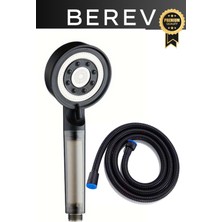 Berev Filtreli 5 Fonksiyonlu Yüksek Basınçlı Ayarlanabilir Duş Başlığı 150 cm Siyah Hortum