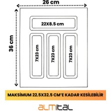 26x36 Çekmece İçi Antrasit Kaşıklık Ücretsiz Kesim (22,5x32,5 Cm'e kadar kesilebilir)
