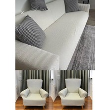 Hansaray Jakarlı Düz Desen 3 3 1 1 Lastikli Koltuk Örtüsü Takımı Kanepe Çekyat Örtüsü Koltuk Kılıfı