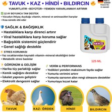 Kanatlılar Için Multi -Vitamin ve Tavuk  Vitamini , Tavuk , Kaz , Bıldırcın ,hindi , KEKLIK125 ml