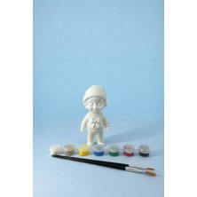 Novatech İnovasyon Sevimli Çocuk Figürlü Boyama Seti / 7 Renk - 2 Fırça / Sevgiliyle Aktivite Anne Çocuk Aktivite Hobi Seti