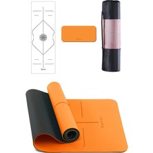 Gymo Hizalamalı 6mm Tpe Yoga Matı Pilates Minderi Diz Dirsek Koruyucu Mat Hediyeli