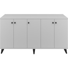 Dienni Simple Konsol 6 Raflı 5 Kapaklı 150X44X80 Beyaz