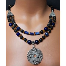 Asteria Elite Kehribar Lav Taşı Pozitiflik Enerji Cesaret Kolyesi