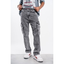 Denim Republic Erkek Koyu Gri Baggy Kargo Pantolon