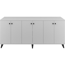 Dienni Simple Konsol 6 Raflı 6 Kapaklı 180X44X80 Beyaz