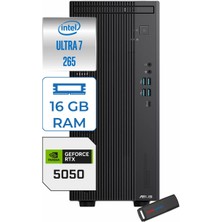 Asus Expertcenter B900MF Intel® Core™ Ultra 7 265 5.3ghz Aı 16GB Ddr5 2tb SSD 8GB/RTX5050 WIN11HOME Mini Tower Masaüstü Bilgisayar B900MF007265001027H04+ZETTAUSBBELLEK