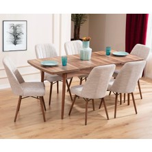 Eymense Lidyana 6 Sandalyeli Mutfak Masa Takımı Krem