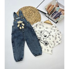 Mişsa Bebe Ayıcıklı Bebe Kot Salopet Tulum Oyuncak Ayıcıklı