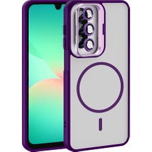 Galaxy A17 Kılıf Standlı ve Kamera Lens Hediyeli Zore Etro Kapak - Derin Mor