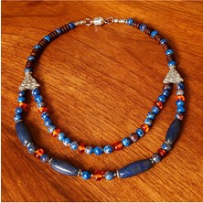 Asteria Elite Lapis Kehribar Jasper 2 Sıralı Şans ve Ruhsal Aydınlanma Kolyesi