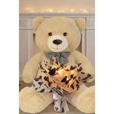 Sole LED Işıklı Siyah-Beyaz Kelebek Buketi – 25 Kelebekli & 90 cm Büyük Peluş Ayı | Sevgililer Gününe Özel