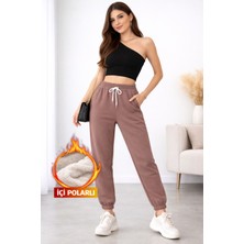 POLYMOOD Kadın Kışlık İçi Polar Compact Penye Kalın Şardonlu 3 Iplik Jogger Eşofman Altı